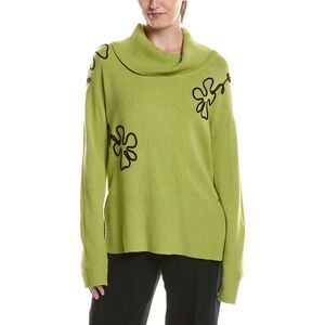 Picadilly Womens  Floral Embroidered Sweater, Green
